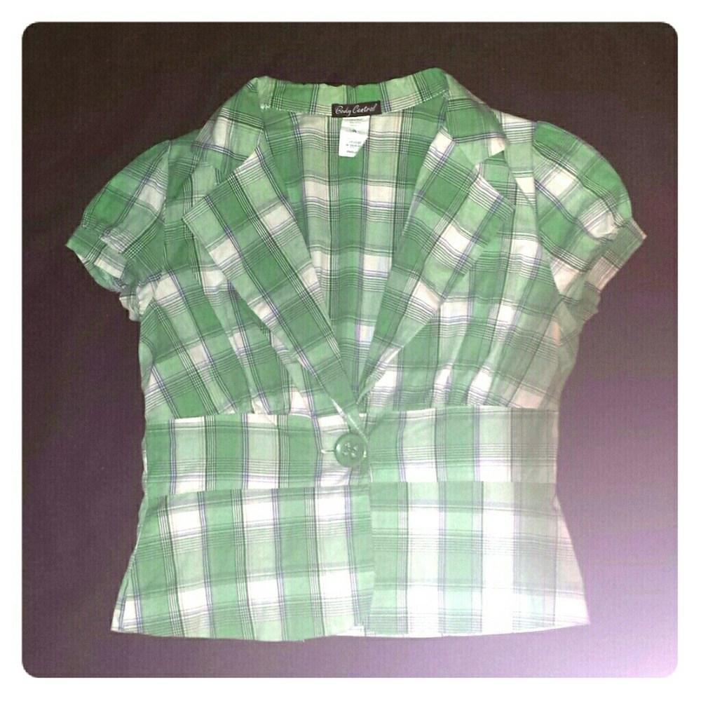 Body Central Med short sleeve plaid blazer